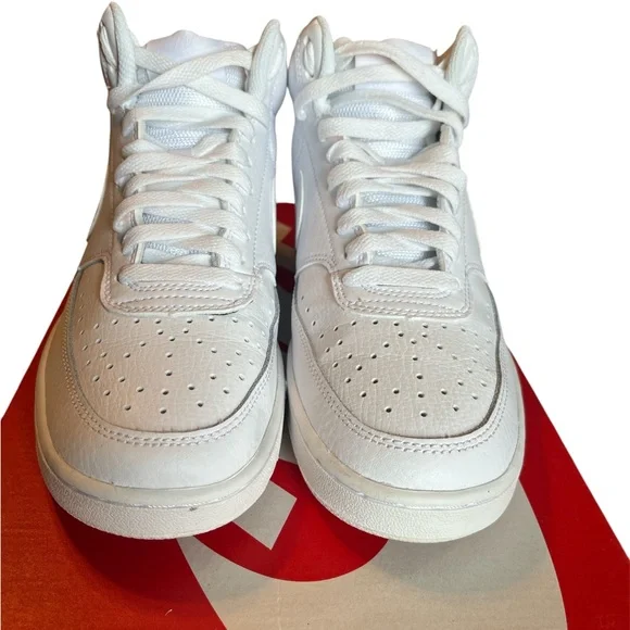 Nike Women's Court Vision White Mid-Top Sneakers - Picture 2 of 8